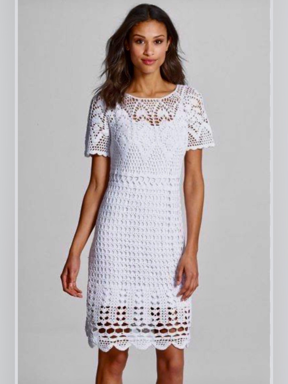 Donna Morgan Cotton Crochet White Lace Dress Size Small